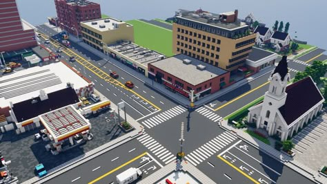 Minecraft Road Layout, Minecraft Intersection, Minecraft City Roads Design, City Layout Minecraft, Minecraft City Roads, Minecraft Road Design, Minecraft Sidewalk, Minecraft Roads Ideas, Minecraft City Map