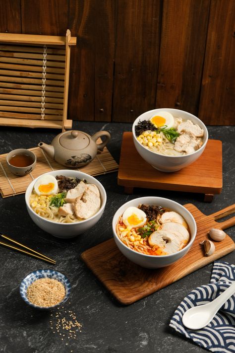 Ramen Menu Design, Ramen Photoshoot, Ramen Photography, Noodle Photography, Japanese Food Menu, Japanese Restaurant Menu, Noodles Menu, Japanese Food Photography, Shrimp Ramen