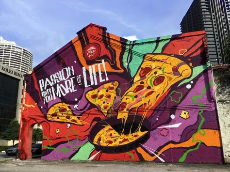 Pizza Mural, Restaurant Mural, Food Illustration Design, Bakery Design Interior, Outdoor Restaurant Design, Creative Wall Painting, Pizza Art, Pizza Shop, Food Wall Art