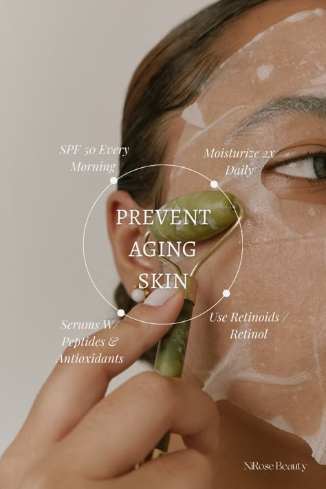 Who doesn’t want youthful, healthy skin? There are ways to prevent visible skin aging and maintain your complexion. 1.) Use an SPF 50 daily, rain or shine this should be the last step to your morning routine. 2.) Moisturize like your skin depends on it (cause it does). Morning and night, keep your skin HYDRATED. 3.) Retinoids/Retinol is great for pesky sun damage & may even prevent it! 4.) Antioxidants & Peptides work wonders to ease inflammation, repair damaged skin, and evens out skin tone. Esthetician Marketing, Gua Sha Facial, Face Roller, Cosmetic Design, Summer Skincare, Skin Clinic, Social Media Ideas, Skincare Brand, Daily Skin Care Routine