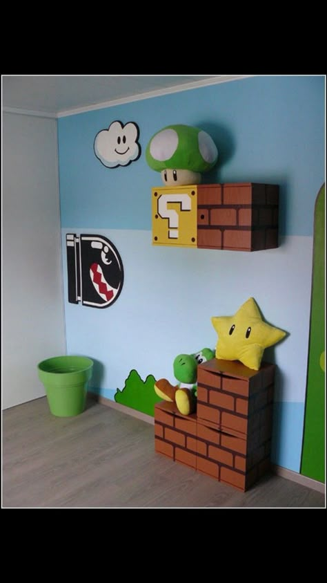 Mario Decorations, Mario Bros Room, Mario Bedroom, Super Mario Room, Mario Room, Mario E Luigi, Mario Bros Birthday, Mario Bros Party, Super Mario Birthday Party