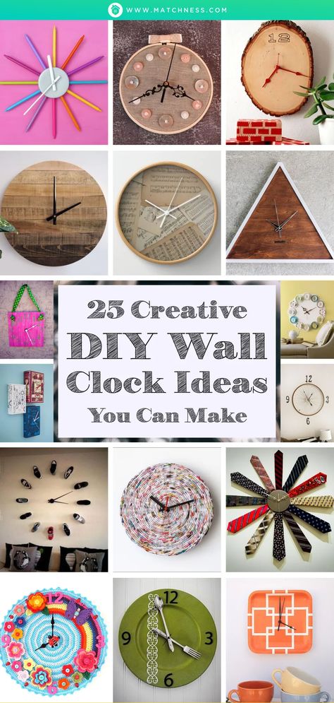 Diy Wall Clock Ideas, Homemade Clocks, Wall Clock Ideas, Wall Clock Design Ideas, Clock Decor Ideas, Make A Clock, Clock Design Ideas, Clock Craft, Clock Ideas