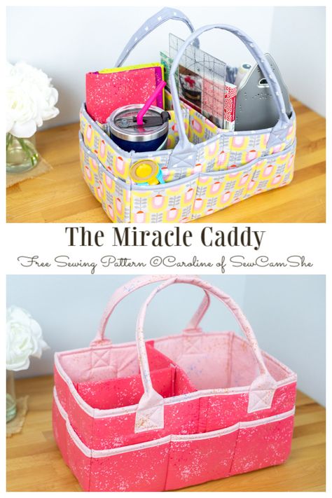 Craft Caddy Sewing Pattern, Sewing Basket Pattern, Box Bag Sewing Pattern, Sewing Box Organization, Sewing Caddy Pattern Free, Basket Sewing Pattern Free, Fabric Bins Diy Free Pattern, Fabric Baskets Diy Free Pattern, Fabric Containers