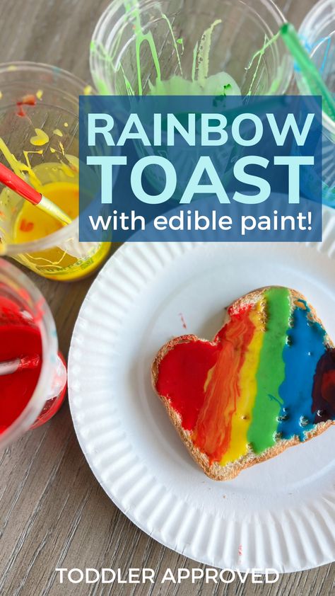 Rainbow Toast - A fun St. Patrick's Day snack idea! Rainbow Toast, Rainbow Snacks, Yogurt Pops, Group Crafts, Rainbow Fruit, Edible Paint, Ideas Food, Gel Food Coloring, Summer 2025