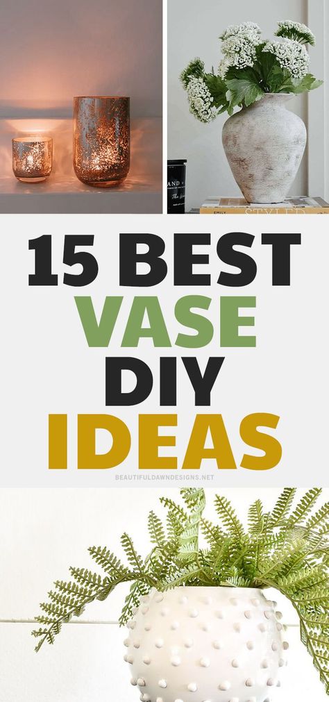 Don't throw away those old vases! There are so many fun and easy ways to give them a new life. Try one of these creative ideas today. You'll be surprised at how much difference a little bit of paint or glitter can make. Use thrifted vases for your DIY vase. Vase Decorating Ideas Diy, Clear Vase Decor Ideas, Diy Vase Ideas, Thrifted Vases, Clear Vase Decor, Drawing Ideas Painting, Beautiful Dawn, Boho Florals, Simple Paint