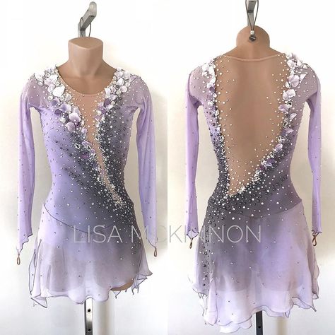 Lisa McKinnon on Instagram: “~ ✨Custom Lisa McKinnon✨~ Gorgeous custom dyed lavender with smoky grey airbrushing and “flowers beautifully rising through the ashes” ~…” Ombre Figure Skating Dress, Figure Skating Costumes Dresses, Lisa Mckinnon, Competition Skating Dress, Pretty Dance Costumes, Figure Skating Competition Dresses, Figure Skating Outfits, Figure Dress, Figure Skating Costumes