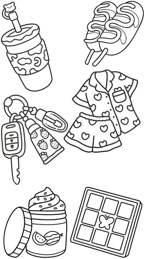 Easy And Bold Coloring Pages, Cute And Easy Coloring Pages, Sticker Coloring Pages, Preppy Coloring Pages Aesthetic, Aesthetic Coloring Book, Coloring Pages Bold And Easy, Asthetic Colouring Page, Bold Easy Coloring Pages, Bold And Easy Coloring Page