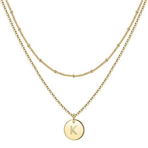 IEFWELL Initial Necklaces for Women Girls - Gold Silver Rose Gold Double Side Engraved Hammered Coin Necklaces Initial Necklace for Women Girls Jewelry Layered Initial Necklaces for Teen Girls Gifts Initial Necklaces, Birthday List, Layered Jewelry, Girls Necklaces, Necklaces For Women, Coin Necklace, Girls Jewelry, Teen Girls