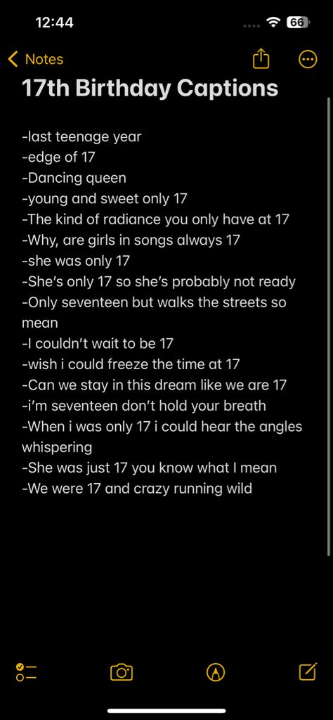 17 Birthday Quotes For Me, 17 Quotes Birthday, 17birthday Caption, 16 Going On 17, Songs For 17th Birthday, Birthday Caption Taylor Swift, Sweet 17 Birthday Ideas Story Ig, Birthday Instagram Songs, Birthday Note For Instagram