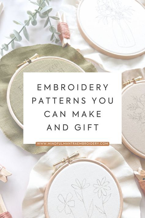 Handmade gifts are amazing, right?! Here's some simple embroidery patterns you can make that you can gift too! From personalisable patterns to embroidering clothing, and all the tips you need to make the perfect embroidered gift. Embroidery Napkins Patterns, Embroidered Projects Ideas, Embroidery Ideas For Gifts, What Can You Embroider, Small Embroidery Gifts, Embroider Pillowcase, Embroidery Display Ideas, Hand Embroidery Gift Ideas, Machine Embroidery Gift Ideas