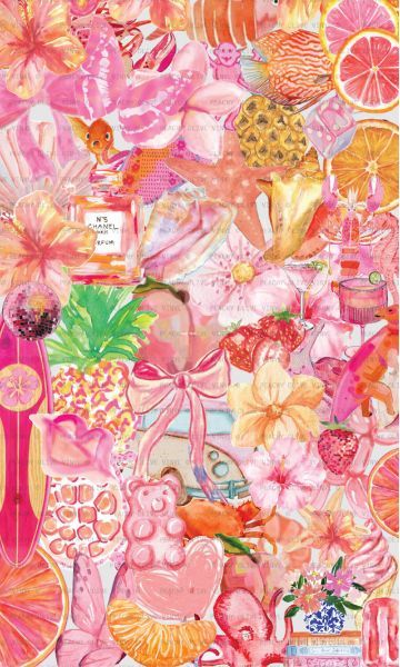 Summer Prints Wallpaper, Create A Sticker, Pink Collage, Cute Summer Wallpapers, Preppy Pink, Preppy Wallpaper, A Wallpaper, Patterned Vinyl, Cute Wallpaper For Phone