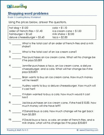 Grade 3 math worksheets on counting money: shopping problems. Free | Math | Worksheets | Grade 3 | Printable 3rd Grade Money Worksheets, Profit And Loss Worksheets For Grade 5, Money Math Worksheets Free Printable, Grade 3 Math Worksheets Free Printable, Money Worksheets Grade 3, Money Worksheets 2nd Grade, Math Worksheets Grade 3, Math Worksheets For 4th Grade, Grade 3 Math Worksheets