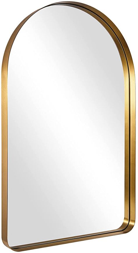 Amazon.com: ANDY STAR Brass Arched Mirror, 24" x 38" Gold Arched Bathroom Mirror in Stainless Steel Metal Frame, Arch Top Rounded Corner 2" Deep Set Design Wall Mount Hangs Vertical : Home & Kitchen Nickel Bathroom Mirror, Brass Mirror Bathroom, Brushed Nickel Bathroom Mirror, Black Arched Mirror, Mirrors For Vanity, Arched Bathroom Mirror, Brass Mirror Frame, Brass Bathroom Mirror, Arch Mirror Bathroom