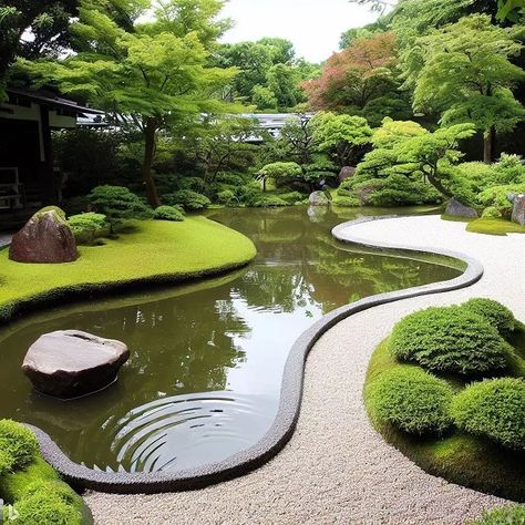 Modern Pond, Pond Design Ideas, Koi Pond Design, Fish Pond Gardens, Japanese Garden Landscape, Zen Rock Garden, Garden Pond Design, Natural Landscaping, Zen Garden Design