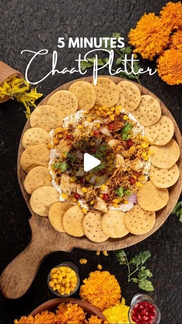 447K views · 9.9K likes | Tanya Bhatia | The Grace Kitchen on Instagram: "5 Minutes Chaat Platter ✨ Diwali Recipe #1   Make your Diwali party chatpati with this super quick Chaat Platter ✨  Follow @thegracekitchen_tgk for more recipes ✨  Comment below to get the recipe 👇🏻  #thegracekitchenrecipes #thegracekitchen #diwali #diwalirecipes #diwalivibes✨ #chaat   [ chaat, Chaat platter , Indian street food , spicy food , Diwali snacks ]" Diwali Party Recipes, Indian Diwali Snack Recipes, Diwali Meal Ideas, Snacks For Diwali Party, Party Food Platters Indian, Indian Chaat Board Decoration, Diwali Food Board, Diwali Charcuterie Board Ideas, Diwali Food Recipes