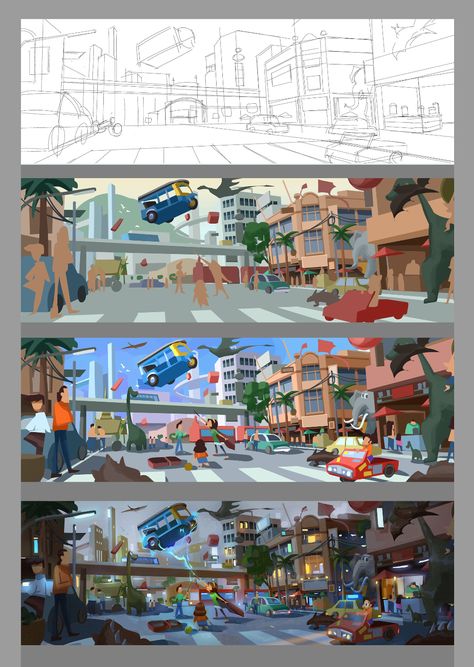 How To Draw Environments Concept Art, Background Design Concept Art, Concept Art For Animation, How To Draw Concept Art, Concept Art Scene, Background Coloring Tutorial, Environment Art Concept, Environment Concept Art City, Bg Concept Art