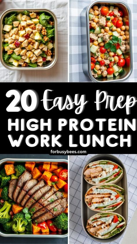 20 easy prep high protein work lunch Work Lunch Ideas Protein, Lunch For Gains, Easy To Prep Lunches, Office Lunches Healthy, Easy Food Prep For The Week Work Lunches, Low Carb Recipes For Lunch To Work, Work Week Salads Lunch Ideas, Food Prep Ideas Lunch, Healthy Lunch At Work