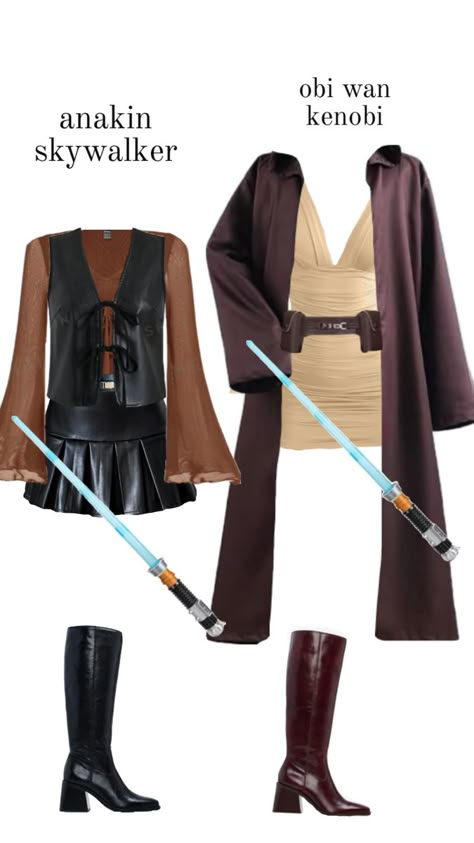 star wars duo halloween costume Outfit Collage Aesthetic, Anakin Costume, Halloween Duo Costume, Disfraz Star Wars, Halloween Duo, Star Wars Halloween Costumes, Halloween Duos, Horror Halloween Costumes, Dance Style Outfits