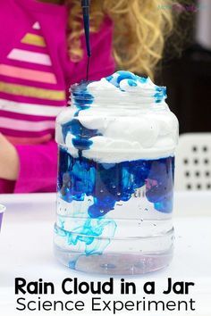 Rain Cloud In A Jar, Cloud Experiments, Spring Science Activities, Cloud In A Jar, Science Experiments Kids Elementary, Spring Science, Weather Science, Preschool Science Activities, Science Experiments For Preschoolers