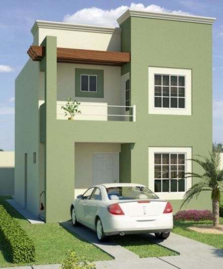 Modern House Colors, Green Exterior House Colors, Outside House Colors, Two Story House Design, Two Story House, Exterior House Paint Color Combinations, Building House Plans Designs, Modern House Facades, Architect Design House