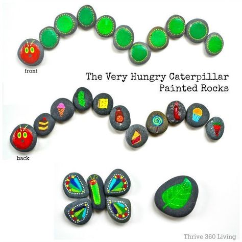 Caterpillar Painted Rocks, Prek Lessons, Story Rocks, The Very Hungry Caterpillar Activities, Story Sacks, Hungry Caterpillar Activities, Diy With Kids, Story Stones, Creative Diy Gifts