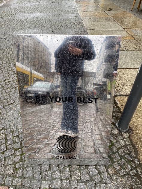 rainy day in the city, inspirational street quote, mirror pic Man Mirror, Street Mirror, Rainy Day In The City, Odd Muse, Street Quotes, Aesthetic Mirror, Mirror Picture, Mirror Pic, City Street