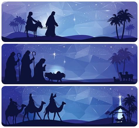 Nativity Silhouette, Mary And Joseph, Man Illustration, Church Banners, Bible Story, Three Wise Men, Christmas Nativity Scene, Belem, Christmas Scenes