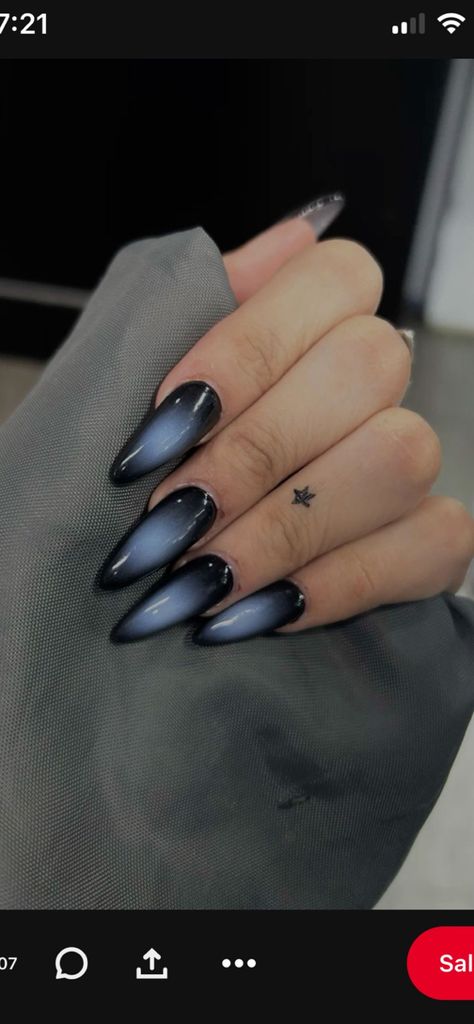 Dark Angel Nails, Hmhas Billie Nails, Hit Me Hard And Soft Nails, Goth Acrylic Nail Designs, Corpse Nails, Witchy Nails Almond, Nails Acrylic Dark, Nails Design Dark, Nail Designs Dark