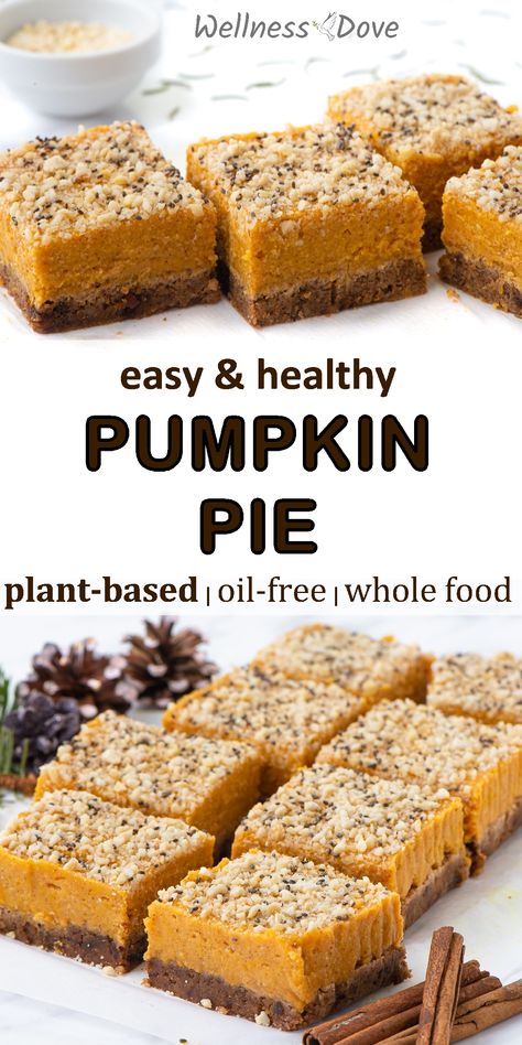 The perfect holiday recipe that is plant-based with only whole food ingredients. 100% vegan!  Homemade colorful pumpkin pie recipe that is so healthy and delicious, without any harmful substances. Ground walnuts and dates mixed with the wonderful scent of cinnamon and vanilla in the crust and on top of that steamed pumpkin and more cinnamon! Delicious and bright! An amazing color combination between brown crust, orange filling, and white topping! Enjoy! Low Calorie Pumpkin Pie, Steamed Pumpkin, Orange Filling, Low Calorie Pumpkin, Low Calorie Vegan, Healthy Pumpkin Pies, Vegan Pumpkin Pie, Plant Based Desserts, Easy Pumpkin Pie