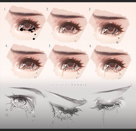 Drawing Tears, How To Draw Tears, Drawn Eyes, Semi Realistic, Eye Drawing Tutorials, Anime Eye Drawing, Digital Painting Tutorials, Poses References, 판타지 아트