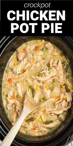 This Crockpot Chicken Pot Pie is a fast and simple way to make a hearty meal the whole family loves. The chicken is perfectly baked in a creamy sauce with healthy vegetables and topped with buttery biscuits. It literally makes itself in the crockpot. Crockpot Chicken Pot Pie, Crockpot Healthy Dinner, Chicken Pot Pie Recipe, Easy Crockpot Dinners, Easy Chicken Pot Pie, Crockpot Healthy, Pot Pie Recipe, Crockpot Dinners, Buttery Biscuits