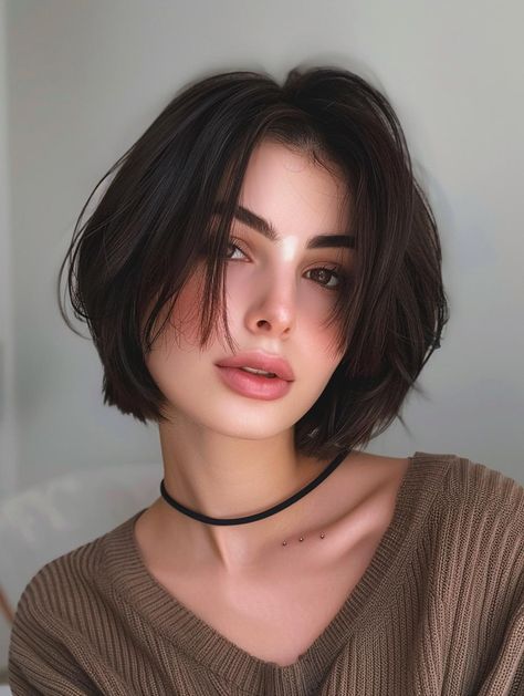 Stylish Bob Haircuts to Rock in 2024 Haïr Cut Short Hair Girl, Jaw Length Bob For Fine Hair, Short Hair With Round Face, Goth Bob Haircut, Short Straight Hair Women, Punk Bob Haircut, Short Hairstyle Women Straight Hair, Haircut Bob Short, Short Haircut Round Face