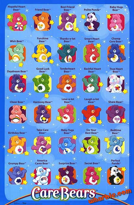 List of Care Bears-Layne has Matt's Grumpy Bear from when he was a kiddo.  Precious. Care Bears Characters, Original Care Bears, Care Bears Birthday Party, Care Bear Tattoos, Care Bears Vintage, Care Bear Party, Care Bear Birthday, Baby Hug, Care Bears Cousins