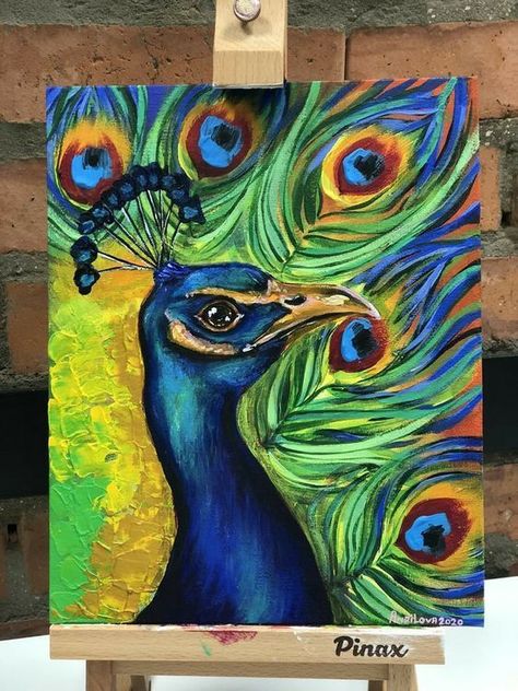 Canvas Painting Ideas Birds, Animals To Paint On Canvas, Acrylic Animal Painting Ideas, Acrylic Peacock Painting, Painting Ideas Peacock, Canvas Painting Ideas Animals, Acrylic Painting Ideas Animals, India Painting Ideas, Peacock Painting On Canvas Acrylics