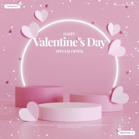 PSD valentines day background with podiu... | Premium Psd #Freepik #psd Valentines Day Sales Ideas, Valentine's Day Poster Design, Valentine Day Background, Valentine Backgrounds, Valentine Display, Valentines Background, Valentines Day Post, February Month, Valentines Day Sale