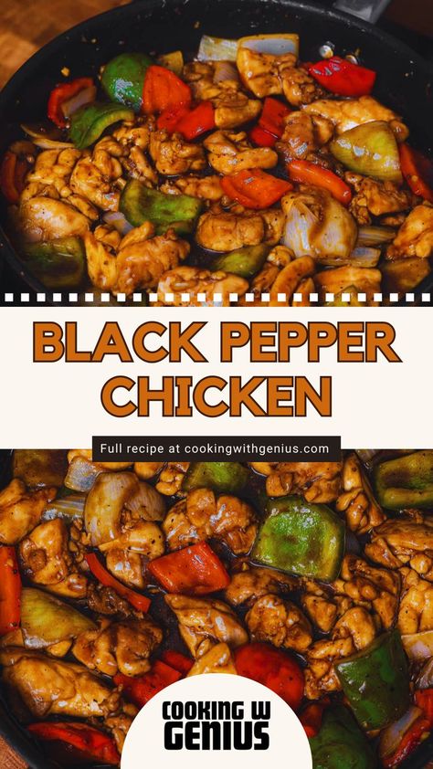 Skip the takeout with this easy black pepper chicken recipe. Perfectly seasoned chicken and vegetables ready in under 30 minutes. Read full recipe on cookingwithgenius.com Easy Black Pepper Chicken, Chicken Black Pepper, Chicken Thigh Stir Fry, Black Pepper Chicken Recipe, Pepper Chicken Recipe, Black Pepper Sauce, Black Pepper Chicken, Recipes With Chicken And Peppers, Tastes Better From Scratch