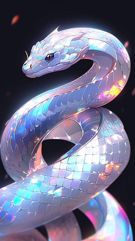 Anime Snake, Snake Wallpaper, Mythical Creatures Fantasy, Images Kawaii, Snake Art, Creature Artwork, Cute Fantasy Creatures, Fantasy Beasts, White Snake