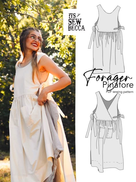 Forager Pinafore PDF Digital Sewing Pattern Cottagecore Apron Pinafore Dress Pattern Beginner Friendly Pattern - Etsy Canada Cottagecore Apron, Pinafore Dress Pattern, Pinafore Pattern, Apron Pinafore, Diy Sy, Apron Sewing Pattern, Sewing Aprons, Gathered Dress, Sew Ins