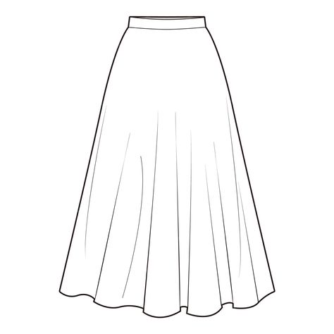 Premium Vector | Circular skirt skirt flat drawing fashion flat sketches Flared Skirt Illustration, Drawing Pleated Skirt, A Line Skirt Illustration, Circular Skirt Illustration, How To Draw A Long Skirt, Long Skirt Flat Sketch, Long Skirt Technical Drawing, Long Skirt Sketch, Skirt Sketches Fashion Drawings