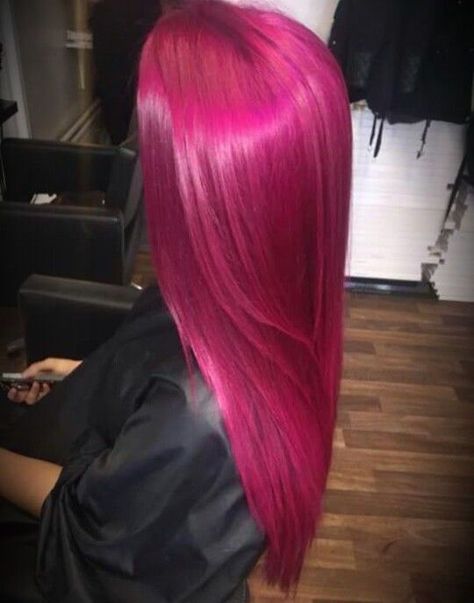 Dark Hot Pink Hair, Hot Pink Hair Aesthetic, Raspberry Pink Hair, Pink Hair Grunge, Berry Pink Hair, Neon Pink Hair, Magenta Hair Colors, Dark Pink Hair, Bright Pink Hair