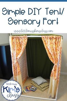 tutorial for making a super cheap & easy tent/ sensory fort?! They’re the perfect cheap little way to provide a cozy little reading space, a sensory get away or just a welcoming corner in your classroom. Sensory Area Classroom, Cheap Sensory Room Ideas, Diy Tent For Classroom, Toddler Cozy Corner Classroom, Cozy Corner Preschool Calm Down, Sensory Cool Down Corner, Calm Down Corner Classroom Furniture, Sensory Corners In Classroom, Diy Classroom Tent