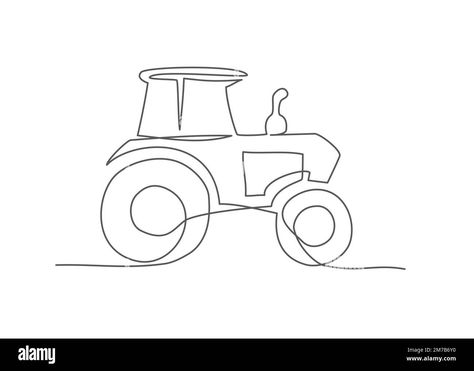 Download this stock vector: Tractor One line drawing on white background - 2M7B6Y0 from Alamy's library of millions of high resolution stock photos, illustrations and vectors. Small Tractor Tattoo, Tractor Tattoo Memorial, Truck Drawing Easy, Tractor Tattoo, Tractor Sketch, Tractor Cartoon, Tractor Illustration, Papa Tattoo, Tractor Drawing