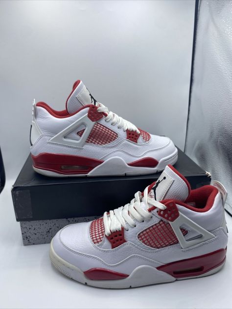 OG BOX No Hangtag Size 8 Clean MSG for more pics Shoe Inspo Jordans, Red Jordans 4s, Retro 4’s, Swag Shoes For Women, Shoes To Get For Christmas, Nike 4s, Snow Fall Wallpaper, Snow Fall Aesthetic, Winter Shoes For Women Casual