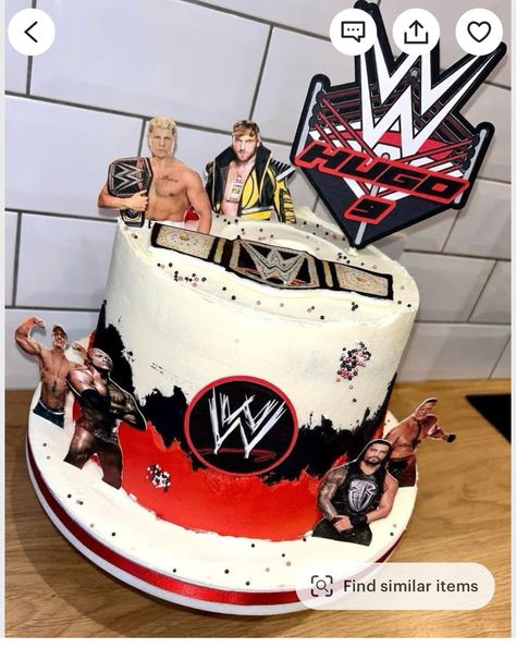 Wwe Cake Toppers, Wrestling Party Ideas, Wrestling Birthday Cakes, Wwe Decorations, Wwe Birthday Cakes, Wwe Party Ideas, Wwe Birthday Party Ideas, Wwe Cake, Wrestling Cake