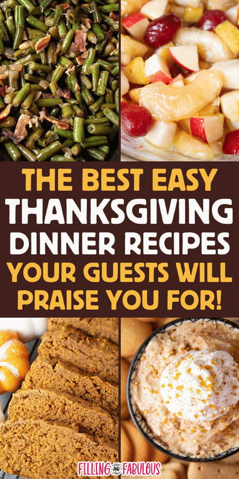 Make your Thanksgiving dinner prep stress-free with these easy Thanksgiving recipes your guests will LOVE to eat! Includes Thanksgiving appetizers, Thanksgiving side dishes, and Thanksgiving desserts. Country Thanksgiving Recipes, Thanksgiving Day Recipes Side Dishes, Thanksgiving Dish Ideas Easy, Ideas For Thanksgiving Dinner Sides, Thanksgiving Unique Side Dishes, Thanksgiving Cheap Food, Thanksgiving Staple Dishes, Non Traditional Thanksgiving Dinner Menu Ideas Simple, Thanksgiving Simple Recipes