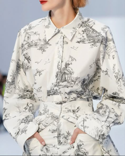 Chic Printed Button-up Shirt, Luxury Vintage Printed Shirt, Toile Fashion Design, Luxury Patterned Button-up Shirt, Daywear Floral Print Button-up Shirt, Georgette Tops, Chinoiserie Style, Boho Kimono, Mens Street Style