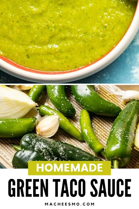 How To Make Green Sauce For Tacos, Mexican Green Sauce For Tacos, Homemade Green Sauce, Jalapeno Taco Sauce, Street Taco Green Sauce, Taqueria Salsa Verde, Salsa For Tacos Mexican, Taco Truck Green Sauce, Taco Sauce Recipe Mexican