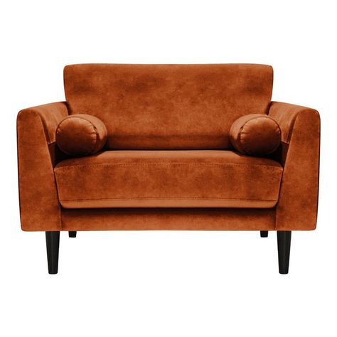 Buy Habitat Jacob Fabric Cuddle Chair - Orange | Armchairs | Habitat Luxury Classic Interior, Space Accessories, Earth Colour Palette, Orange Armchair, Living Room Colours, Dark Office, Mcm Living Room, Mcm Living, Office Rooms