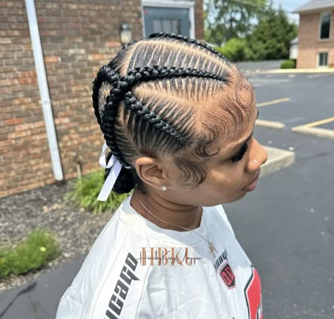 Two Criss Cross Feed In Braids, 4 Braid Cornrow Hairstyles, Cris Cross Braids With Curls, Chris Cross Braids, Feed Ins Straight Back, 2 Feed In Braids With Design, Cute Cornrows Hairstyles, Scalp Braids Styles, 4 Straight Back Feed In Braids