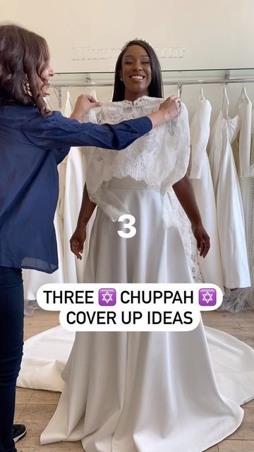 Jewish Wedding Inspiration + Advice on Instagram: "✡️💍 Three chuppah cover up ideas to add a bit of personal flair and style to your bridal look - all available at @mirrormirrorbridalcouture, one of my very favourite boutiques for Jewish brides 💯 Comment and tell me which one’s your favorite - 1️⃣, 2️⃣ or 3️⃣?!" Jewish Wedding Dress, Chuppah Ideas, Jewish Bride, Cover Up Ideas, Jewish Wedding, Bridal Look, Bridal Looks, Wedding Inspiration, Cover Up